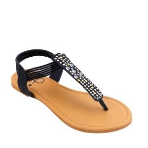 Bamboo Sandals Black Studded Thong Girls Shoe Size 13
